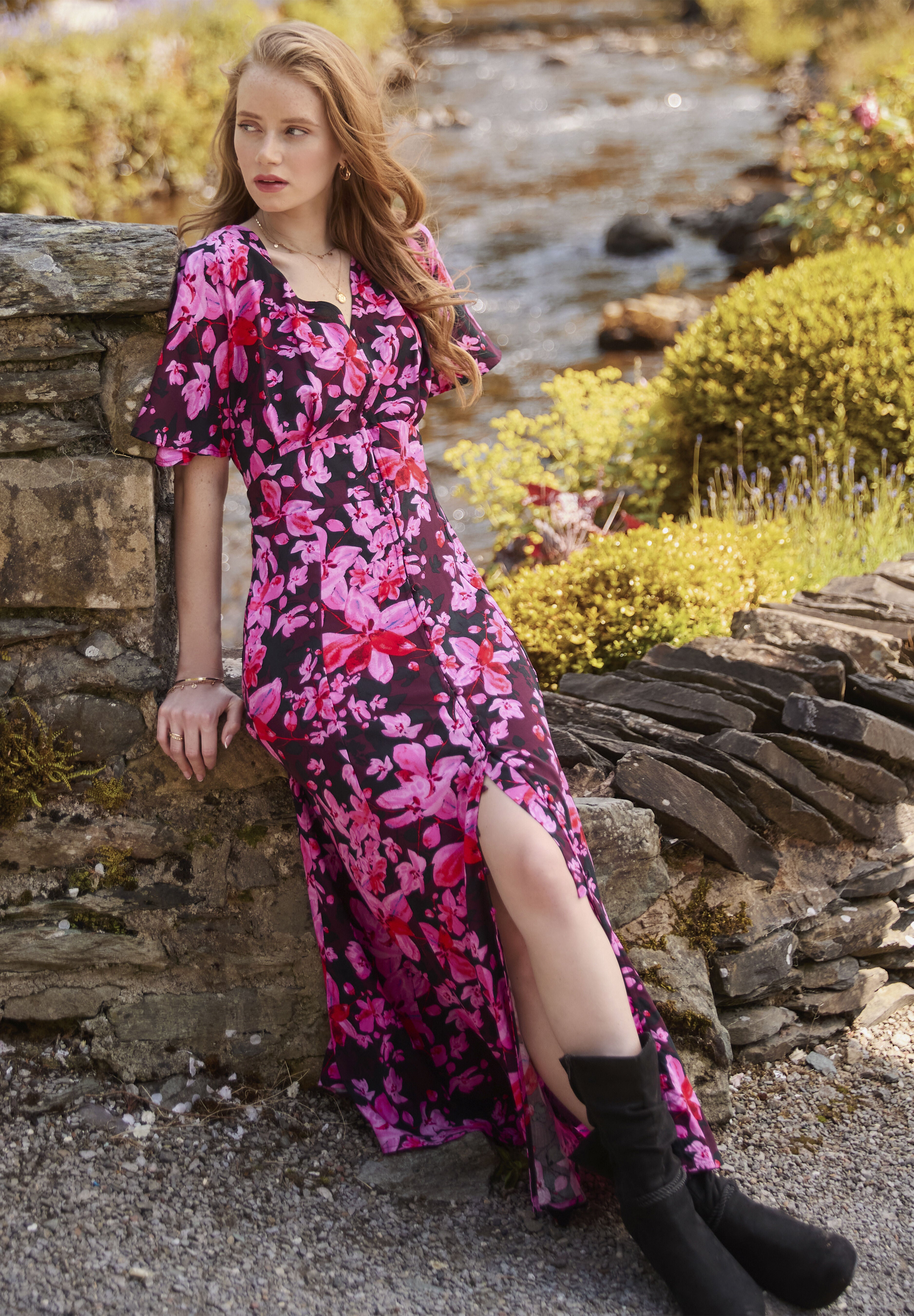 Flutter Sleeve Maxi Dress
