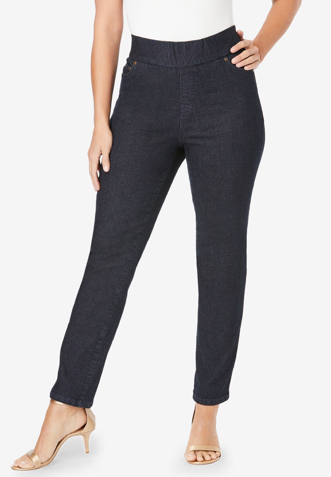 Stretch Denim Straight Leg Jean Comfort Waist Indigo