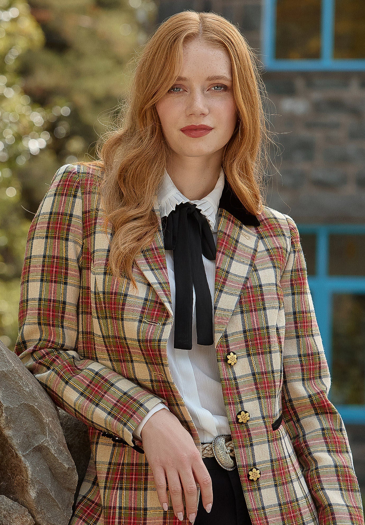Holiday Plaid Blazer, RED CHECK PLAID, hi-res image number 0