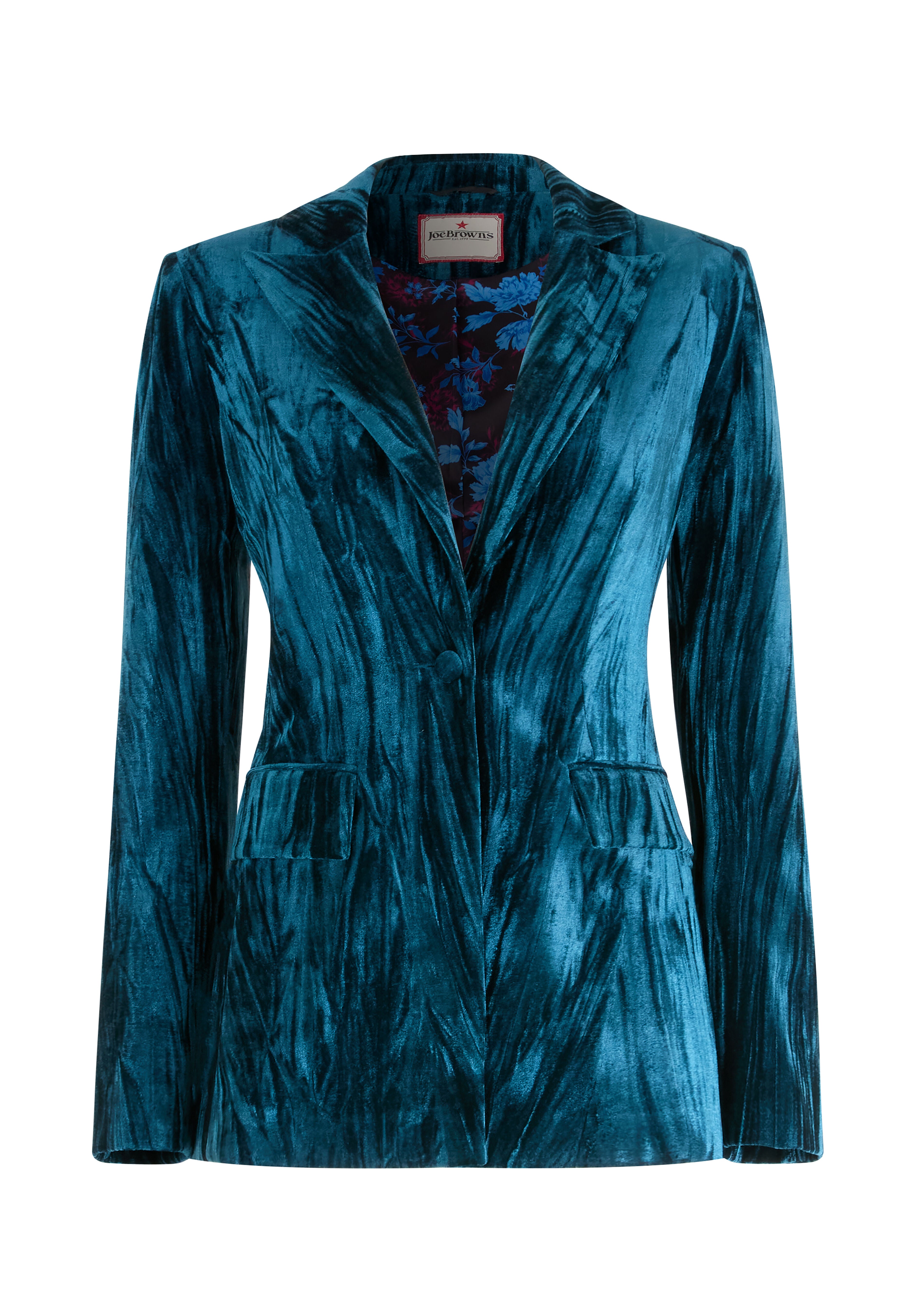 Crinkle Velvet Blazer, TEAL, alternate image number 4