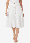 Button-Front Midi Skirt, WHITE, hi-res image number null