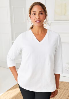 Stretch Cotton V-Neck Tee
