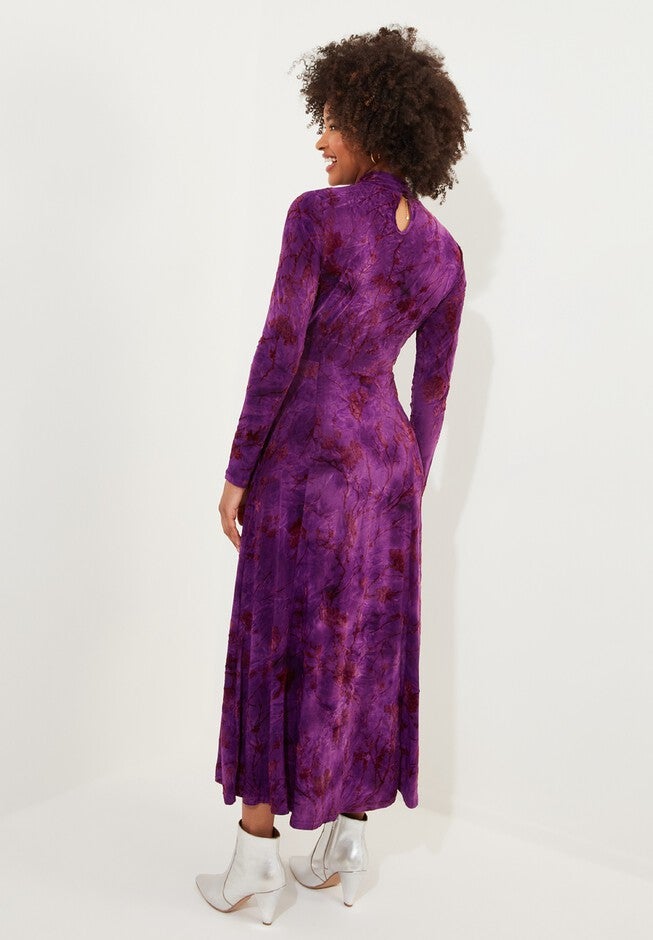 Mockneck Burnout Midi Dress, PURPLE VINE, alternate image number null