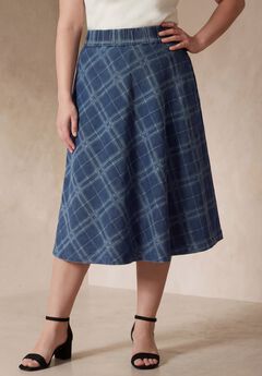 Comfort Waist Stretch Denim Swing Skirt