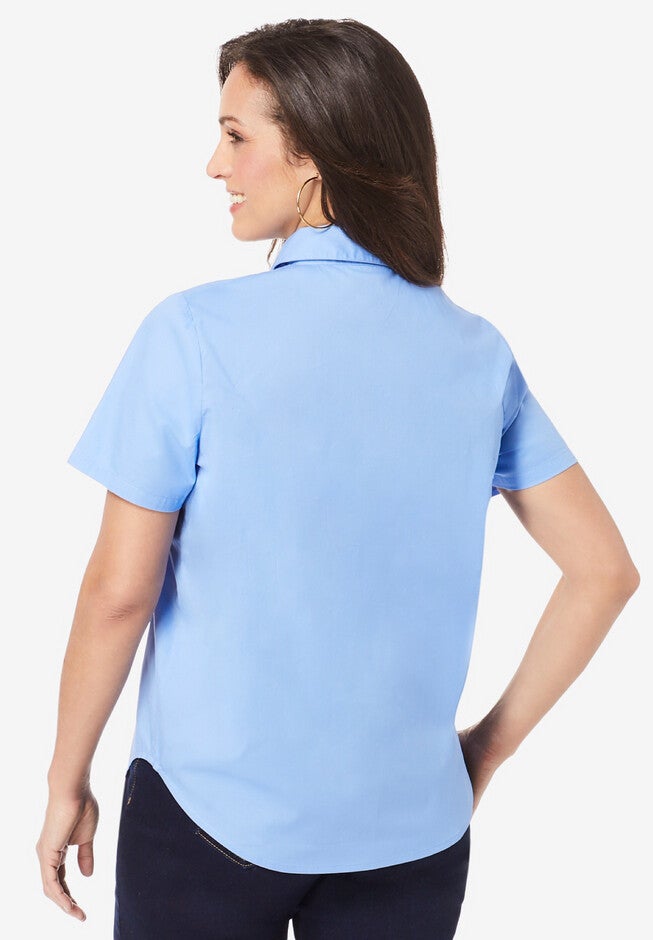 Short Sleeve Stretch Cotton Poplin Shirt, , on-hover image number 1