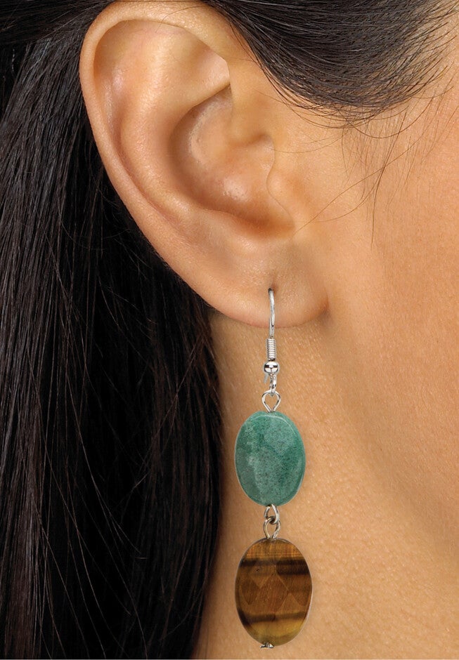 Strand Necklace and Drop Earring Set, Genuine Tiger's Eye and Jasper, , alternate image number 2