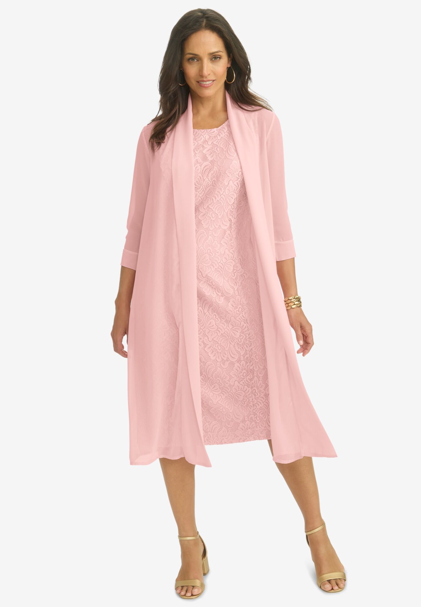 Women s 2 Piece Lace Jacket Dress Timeless Fit Soft Blush