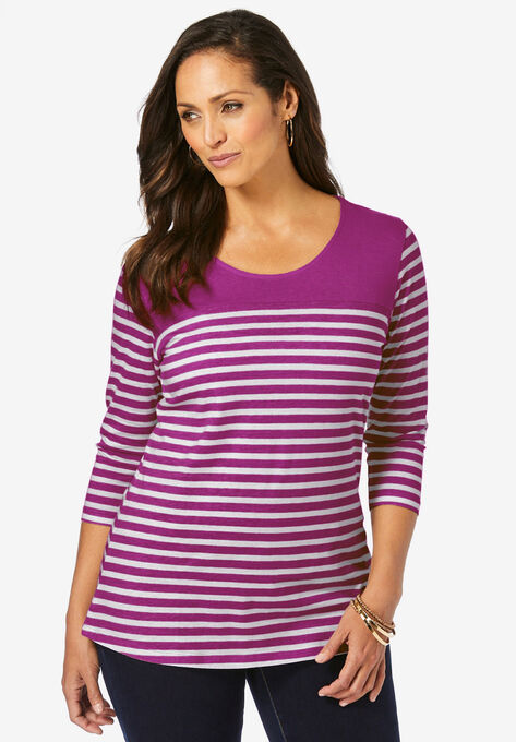 Striped Top, BERRY PINK STRIPE, hi-res image number null