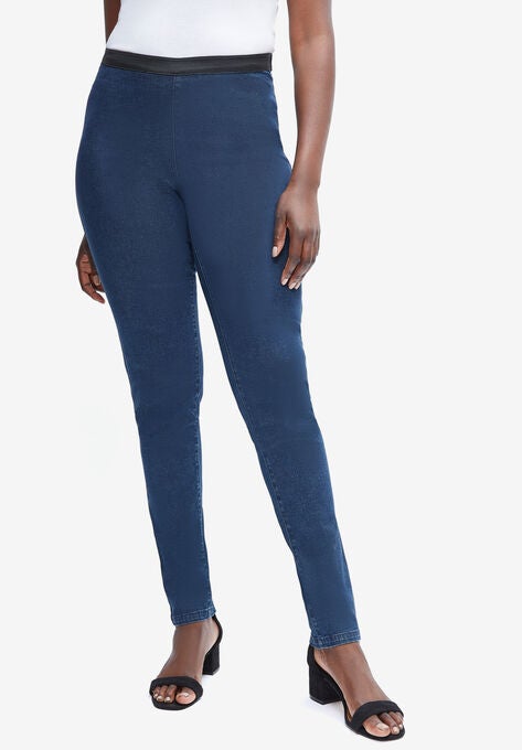 Straight Leg Stretch Denim Jeggings, MEDIUM STONEWASH, hi-res image number null