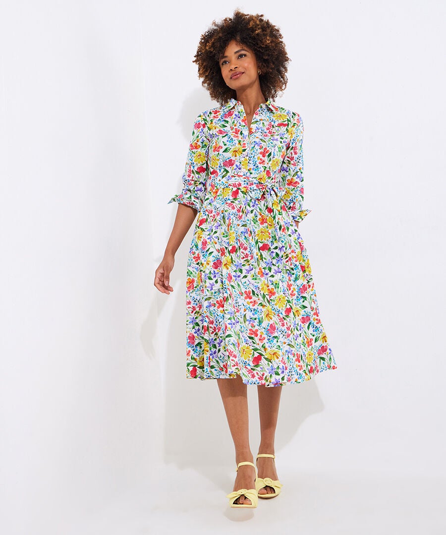 Cotton Midi Shirtdress, DITSY MULTI GARDEN, alternate image number 2
