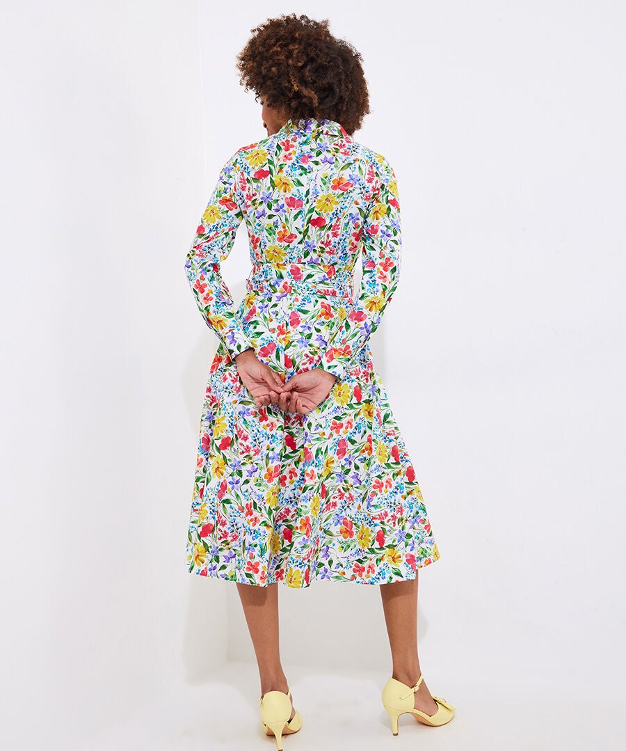 Cotton Midi Shirtdress, DITSY MULTI GARDEN, alternate image number 3