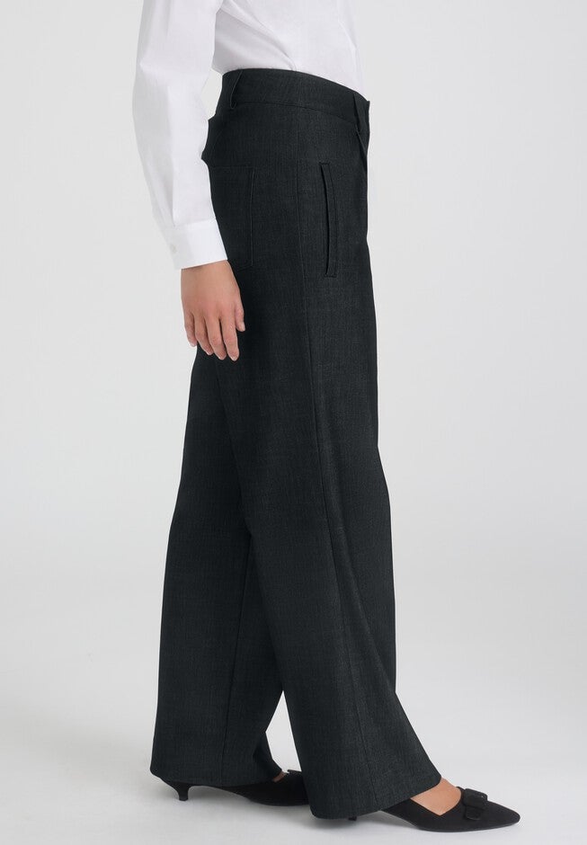Slubbed Denim Trouser, BLACK, alternate image number null