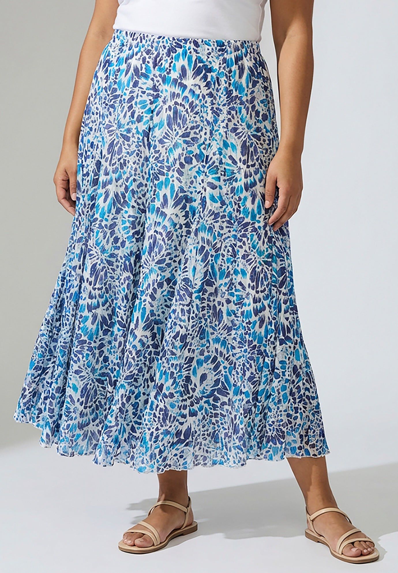 Flowing Crinkled Maxi Skirt, POOL BLUE FEATHER, hi-res image number 0