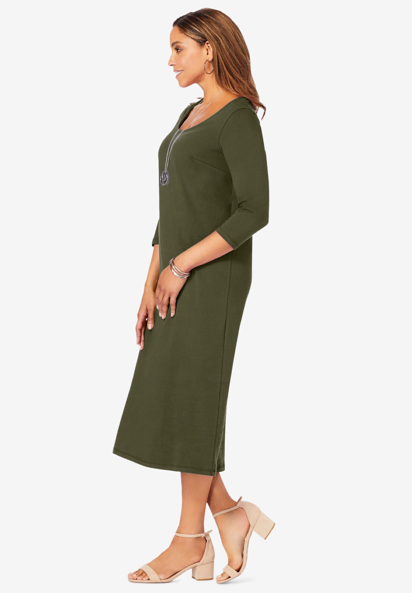 Stretch Cotton T-Shirt Dress, , on-hover image number 1