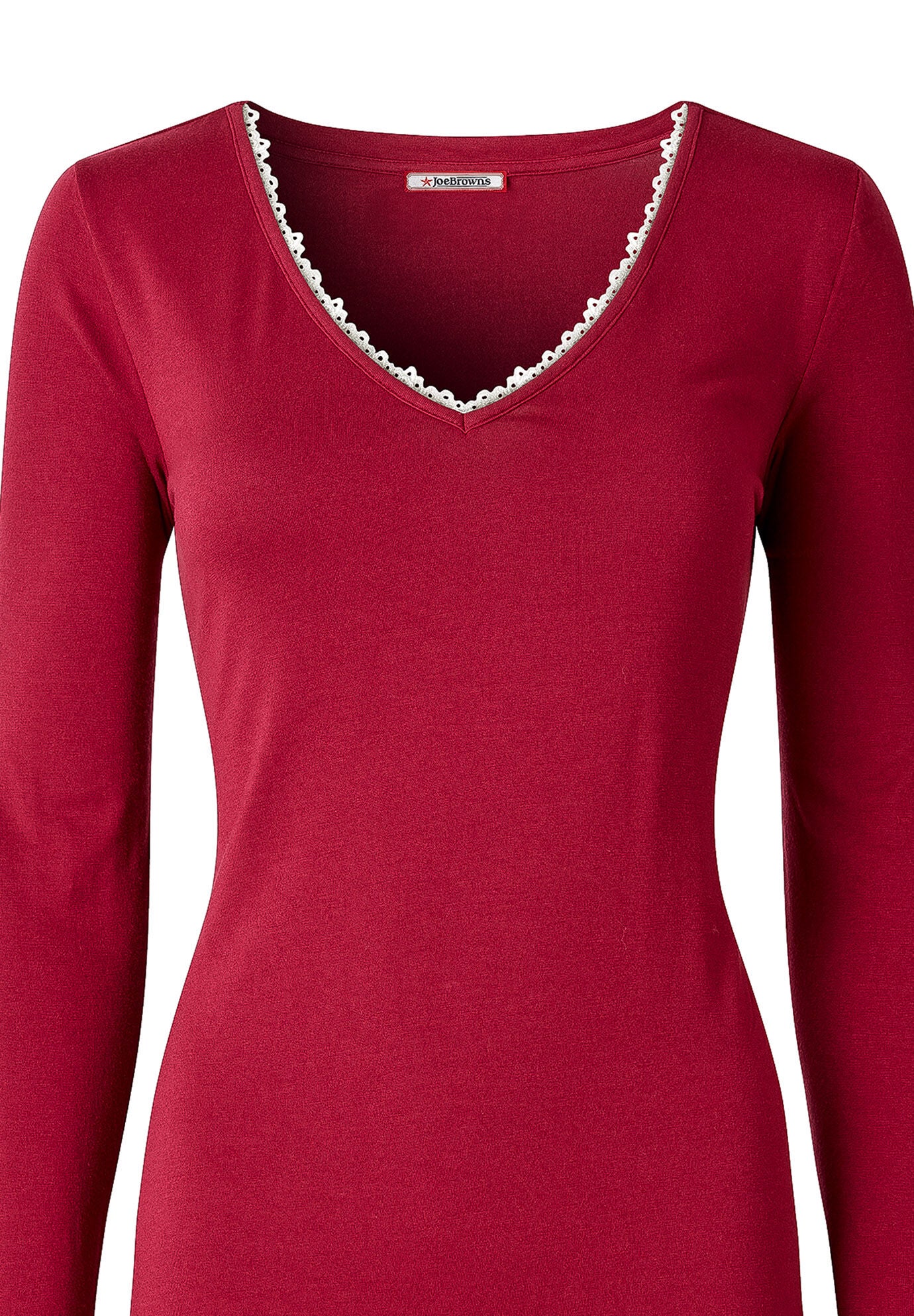 Stretch Knit V-Neck Tee, OXBLOOD, alternate image number 3