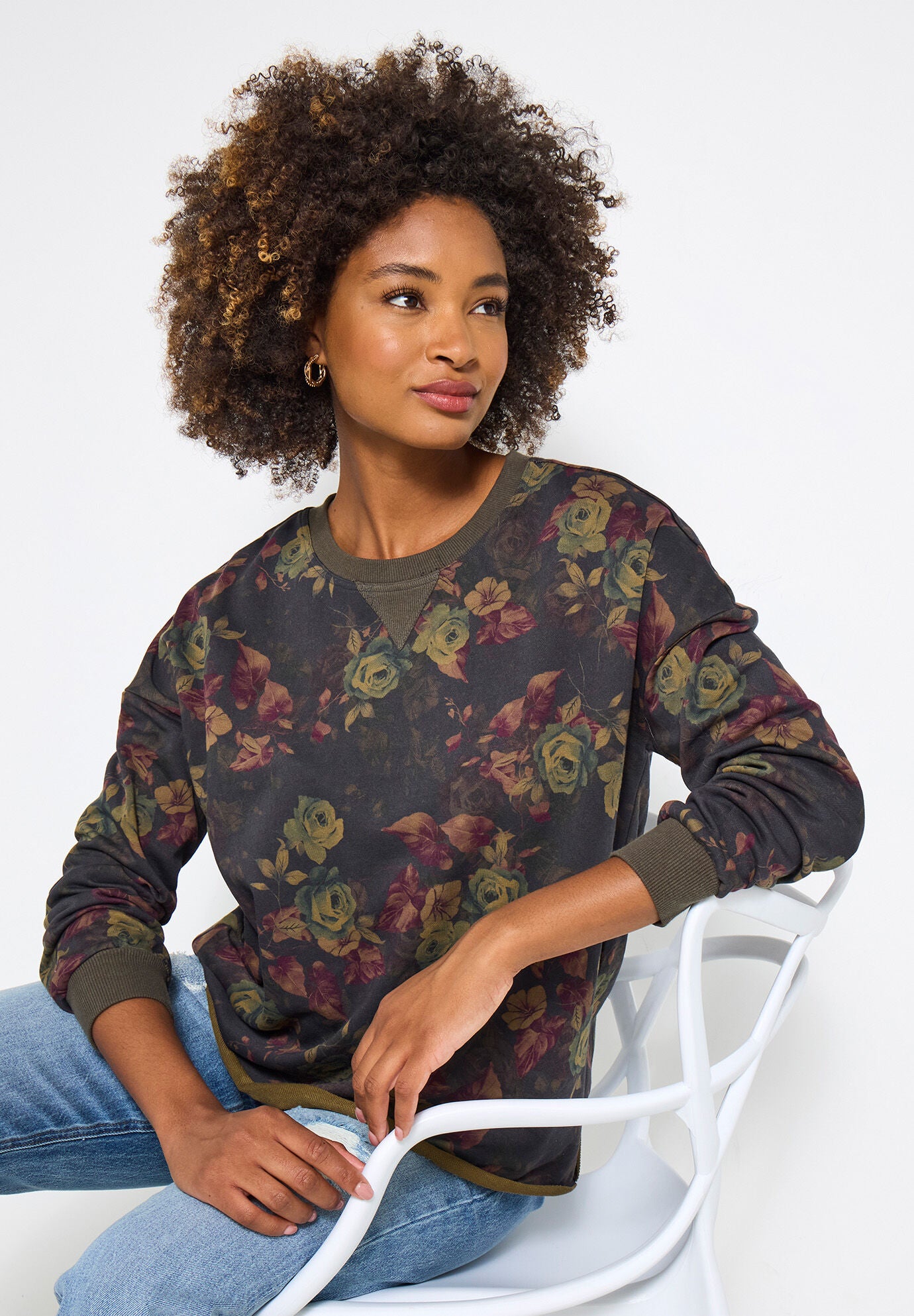 Weekend Crew Neck Pullover, HAZY GARDEN FLORAL, alternate image number 4