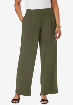 Stretch Knit Crepe Wide Leg Pant