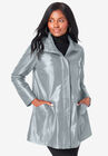 A-Line Zip Front Leather Jacket, GREY SKY, hi-res image number null