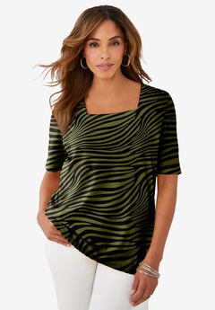 Stretch Cotton Square Neck Tee