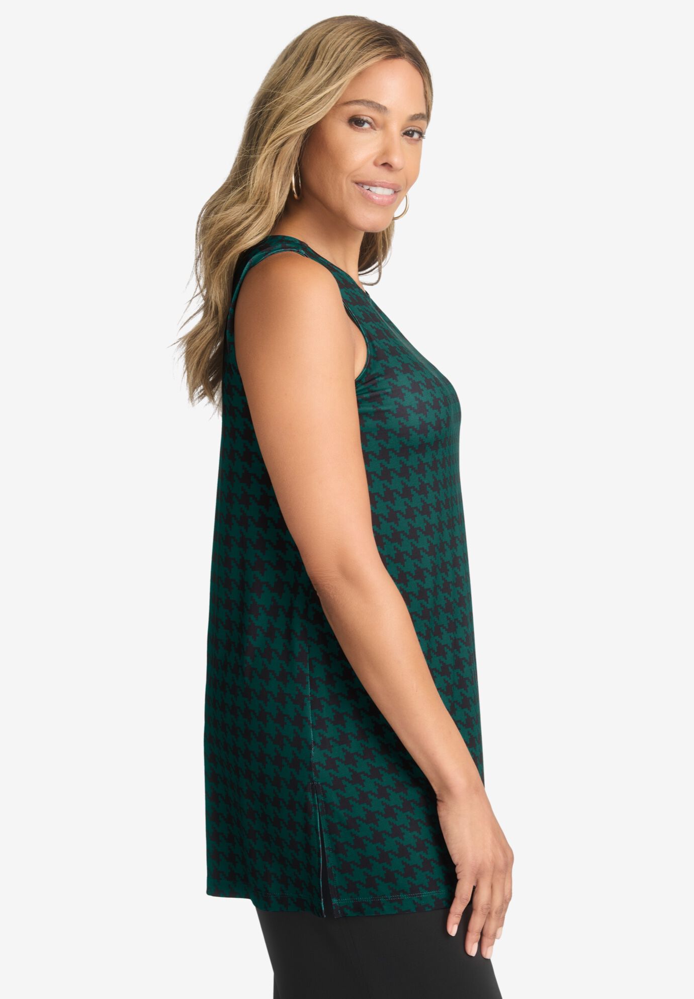 Raw Seam Knit Tank with Side Slits