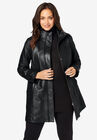 A-Line Zip Front Leather Jacket, BLACK, hi-res image number null