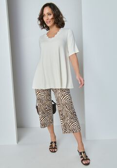 Everyday Stretch Knit Wide Leg Crop Pant