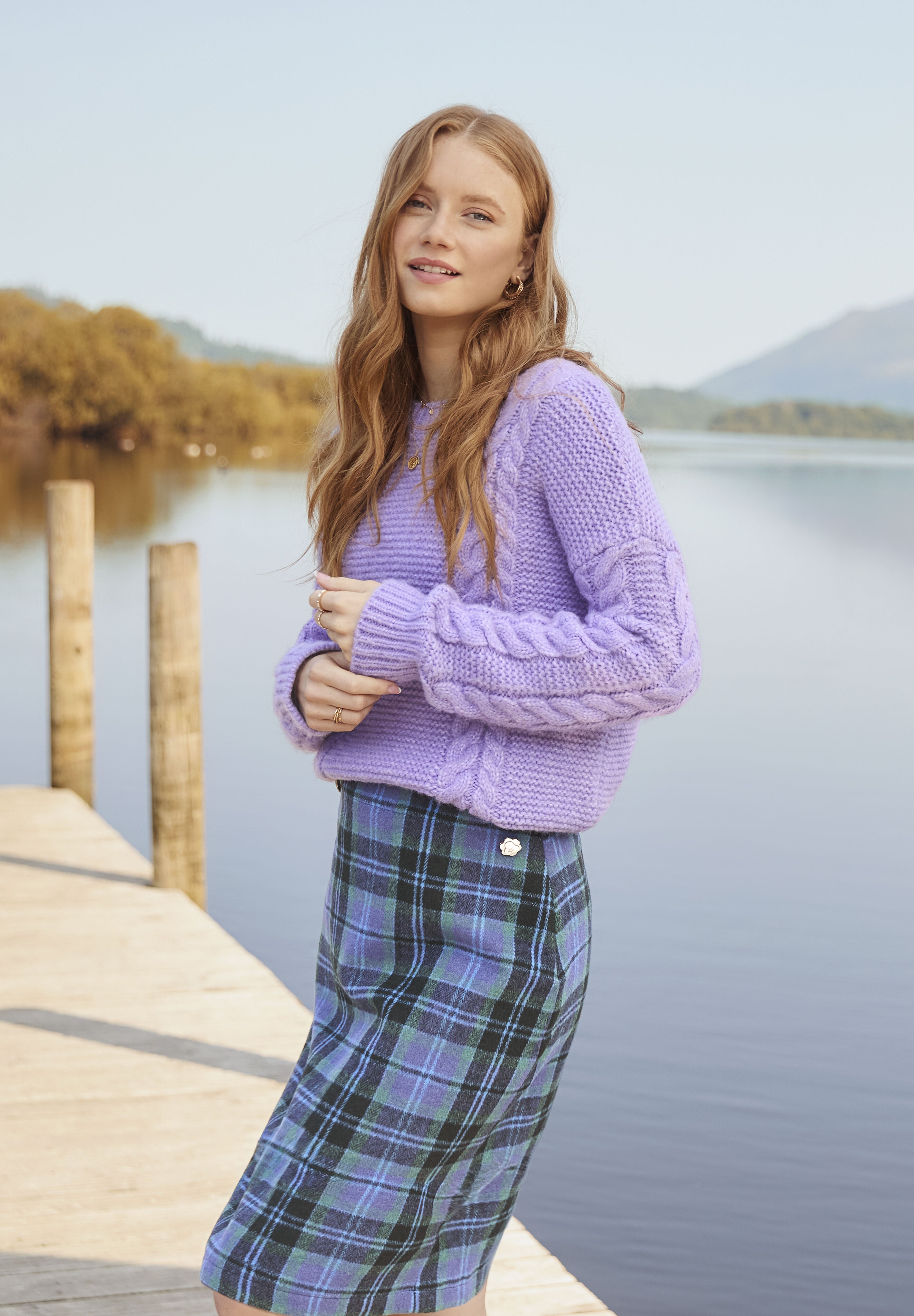 Chunky Cable Pullover, LILAC, alternate image number 5