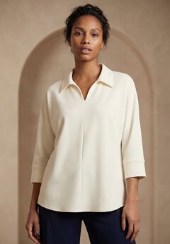 Stretch Knit Crepe Trapeze Tunic