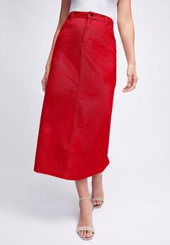 Classic Cotton Denim Midi Skirt