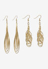 Goldtone Diamond Cut 2 Piece Set Drop Earrings (72x24mm), , alternate image number null
