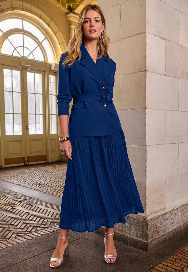 suit dress with pleated skirt Sleeveless Suit With Pleated Skirt Royal / 16