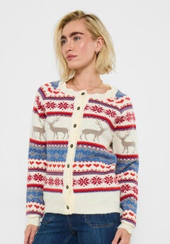 Novelty Reindeer Cardigan Sweater