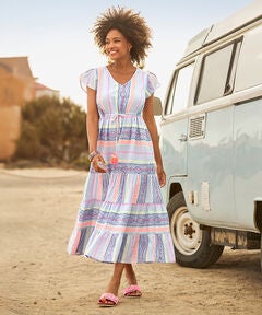 Abstract Sleeveless Maxi Dress