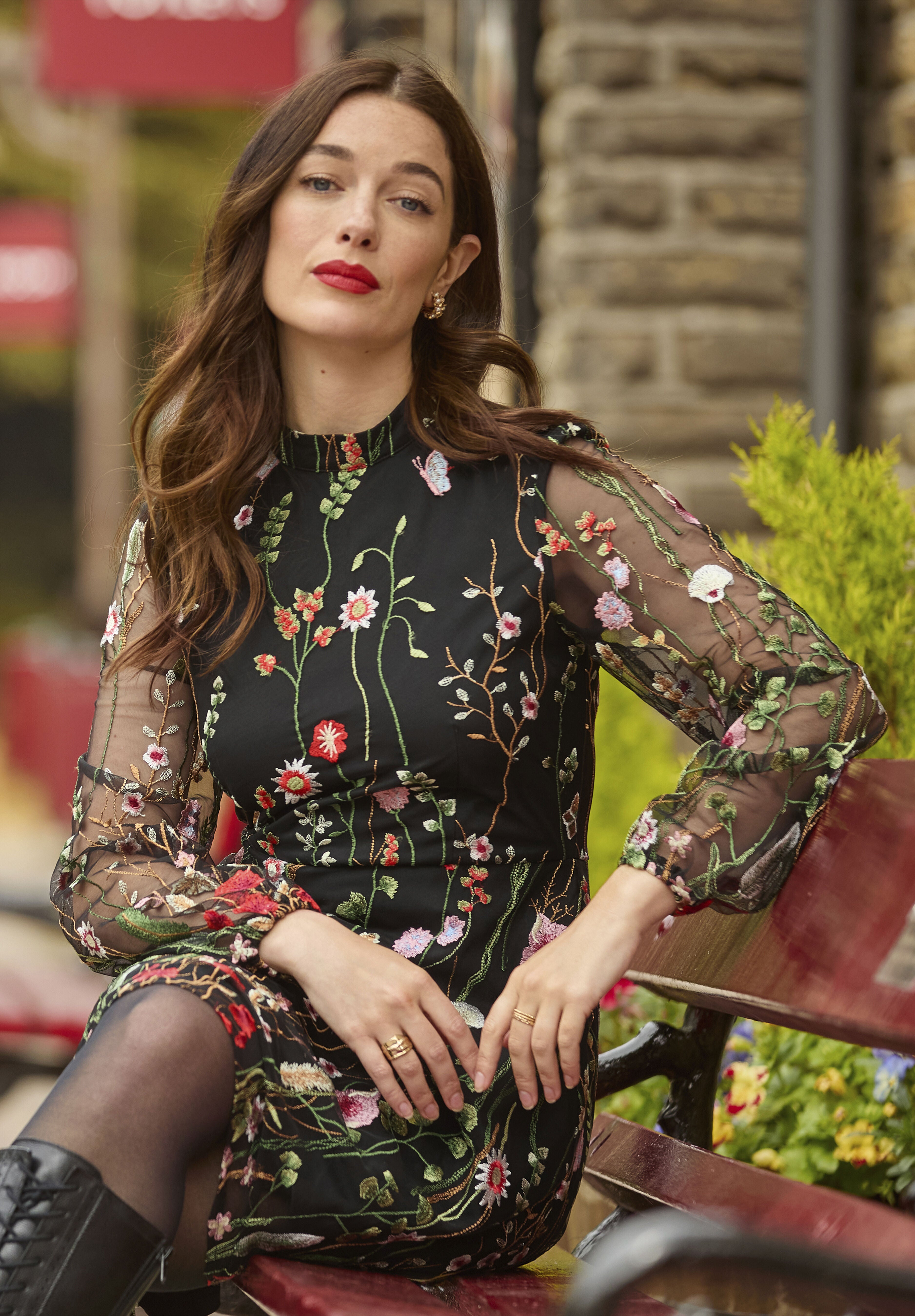 Embroidered Floral Dress, MIDNIGHT MULTI GARDEN, alternate image number 5
