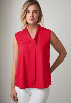 Plus Size Tie-Neck Office Tops