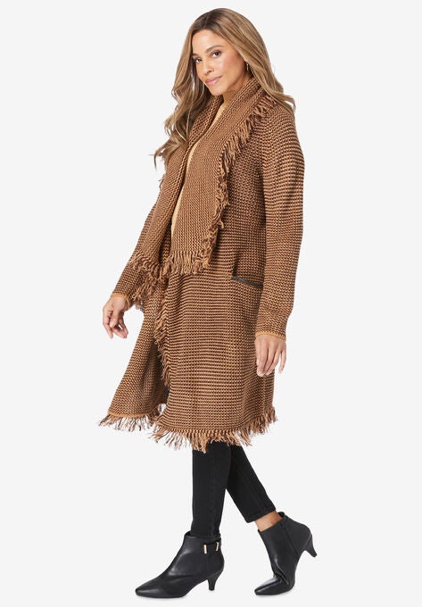 Shawl-Collar Fringe Jacket, , alternate image number null