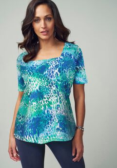 Stretch Cotton Square Neck Tee