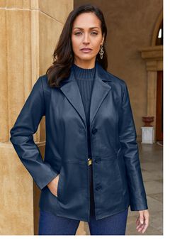 Plus Size Leather Blazers for Women