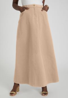 Denim Inset Maxi Skirt