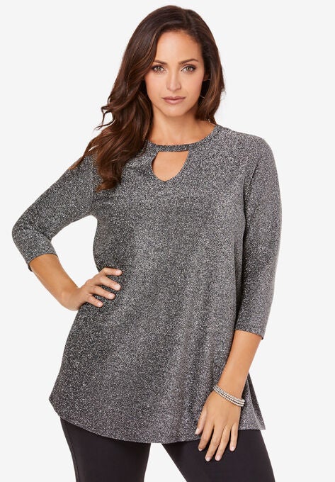 Keyhole Shimmer Tunic, BLACK SHIMMER, hi-res image number null