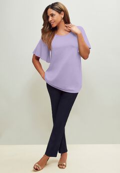Stretch Knit Flutter Sleeve Tunic