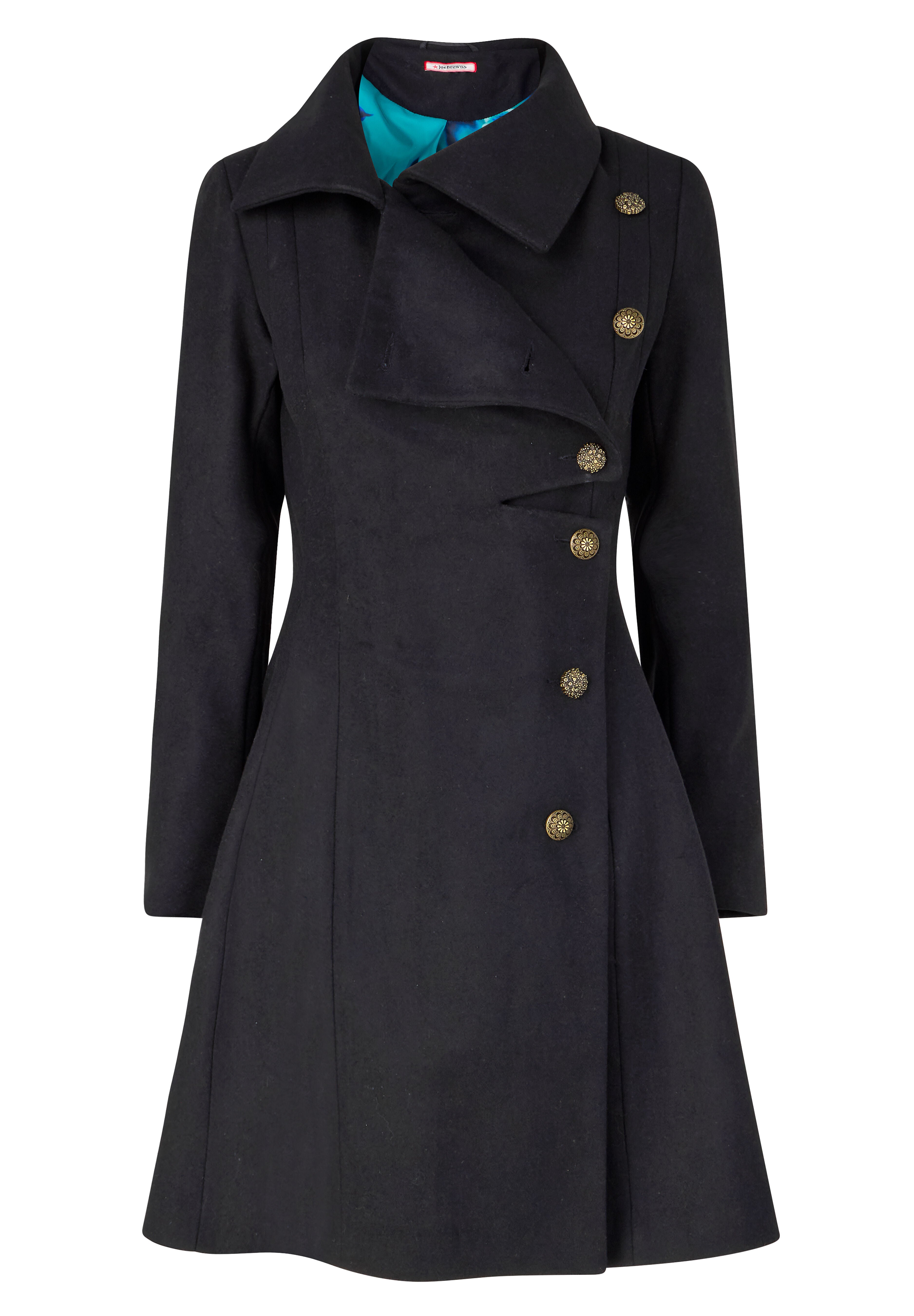 Asymmetrical Wool Blend A-Line Coat, BLACK, alternate image number 4
