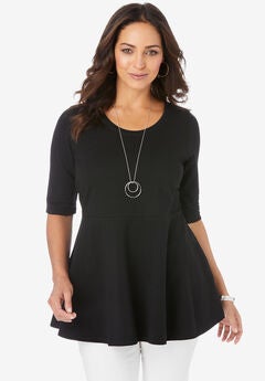 Stretch Cotton Peplum Tunic