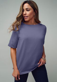 Stretch Cotton Cuff Tee