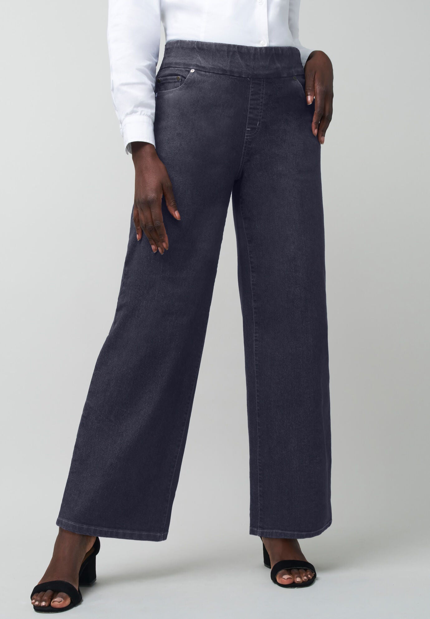 Comfort Waist Stretch Denim Wide Leg Jean, , alternate image number 1