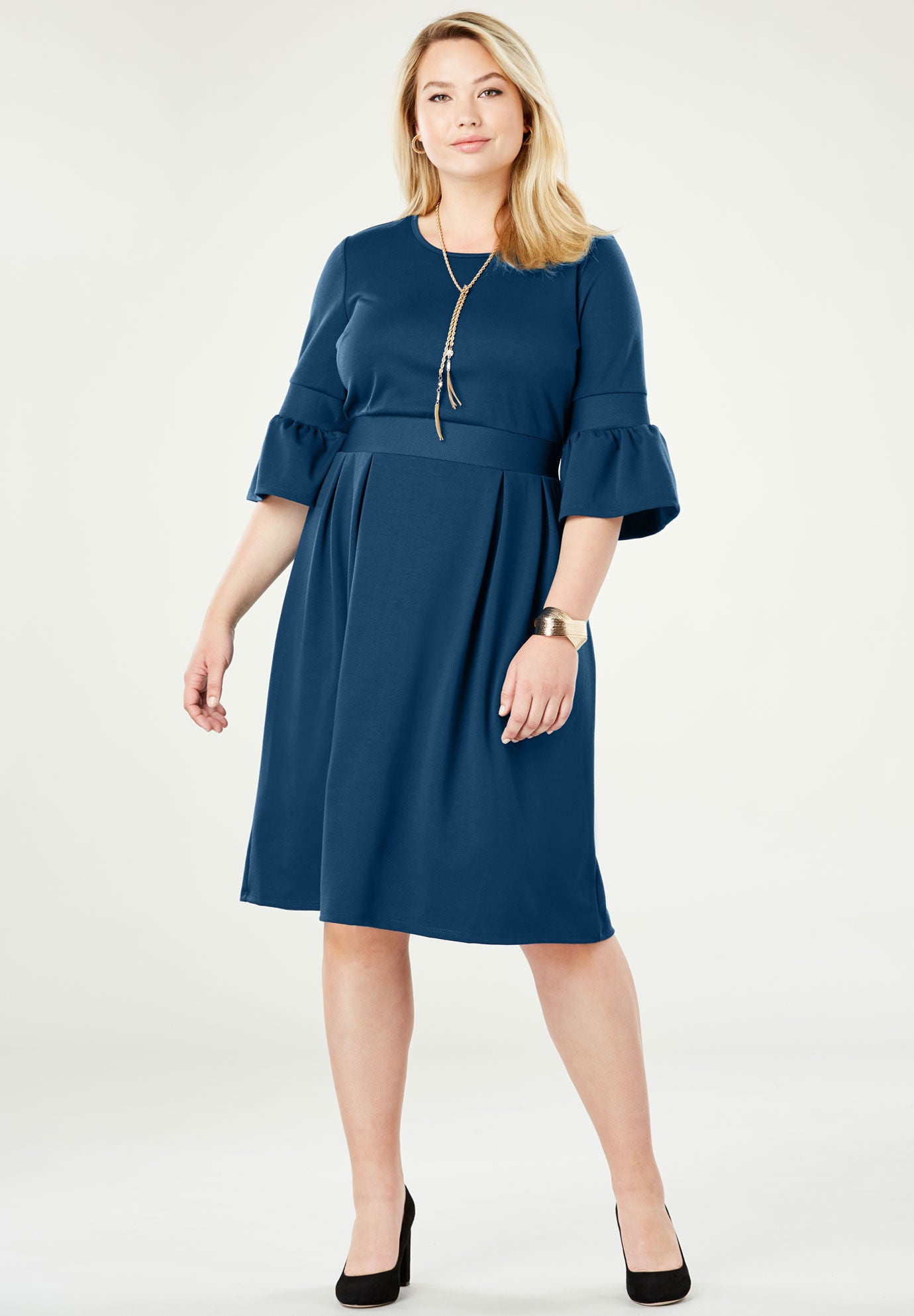 Ponte Fit Flare Dress Catherines