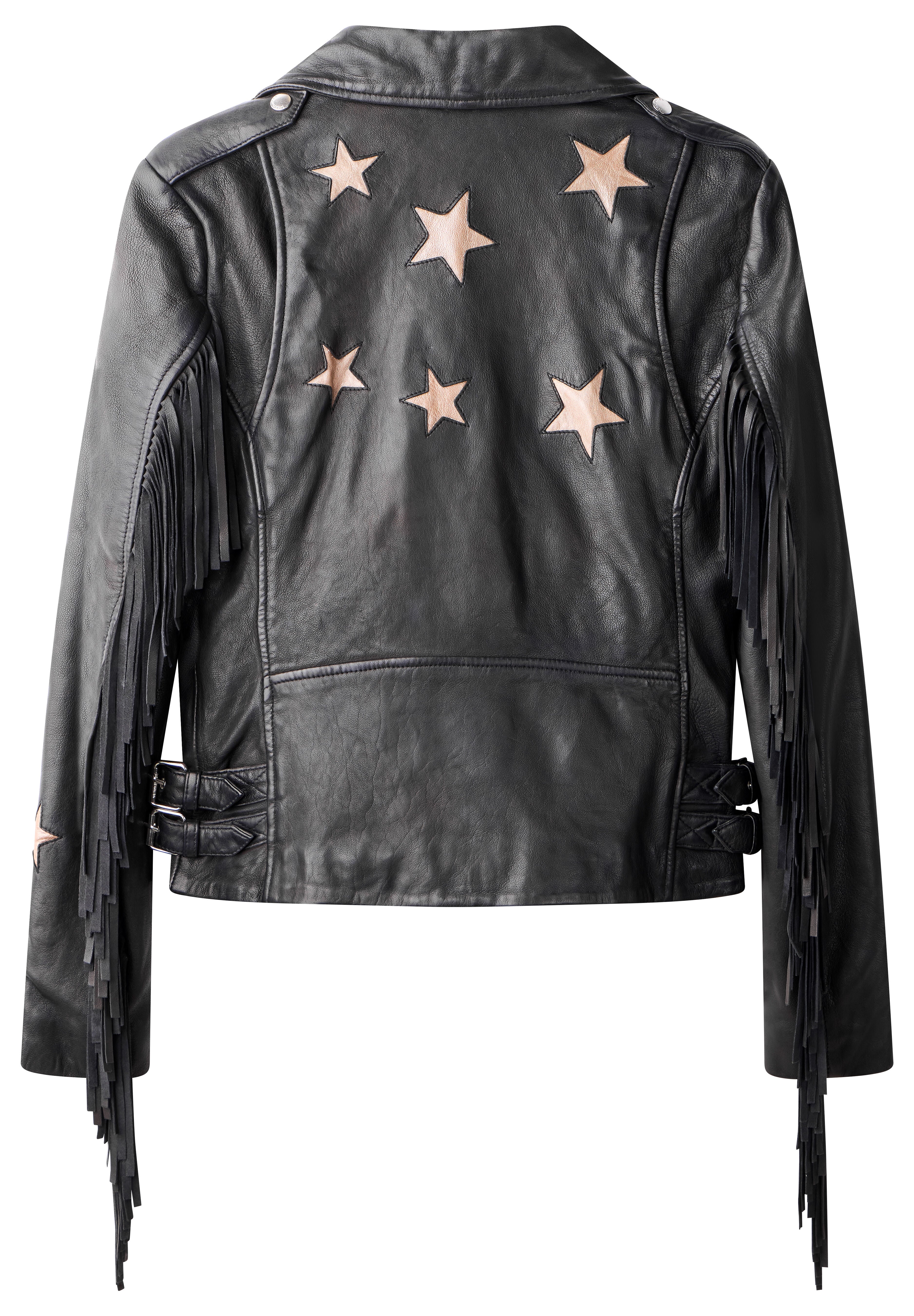 Fringe Moto Leather Jacket, METALLIC STARS, alternate image number 4
