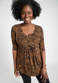 Stretch Knit Pleated Tunic