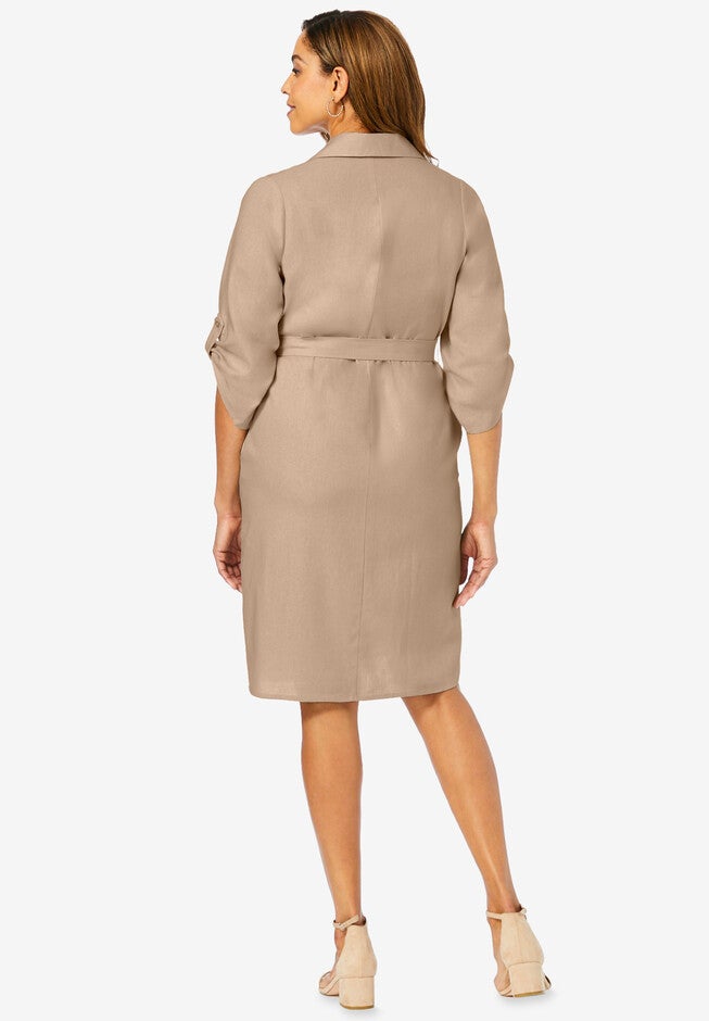 Linen Shirt Dress, , on-hover image number 1