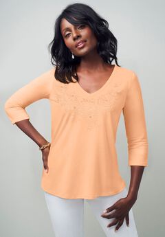 Stretch Cotton Embroidered Tee